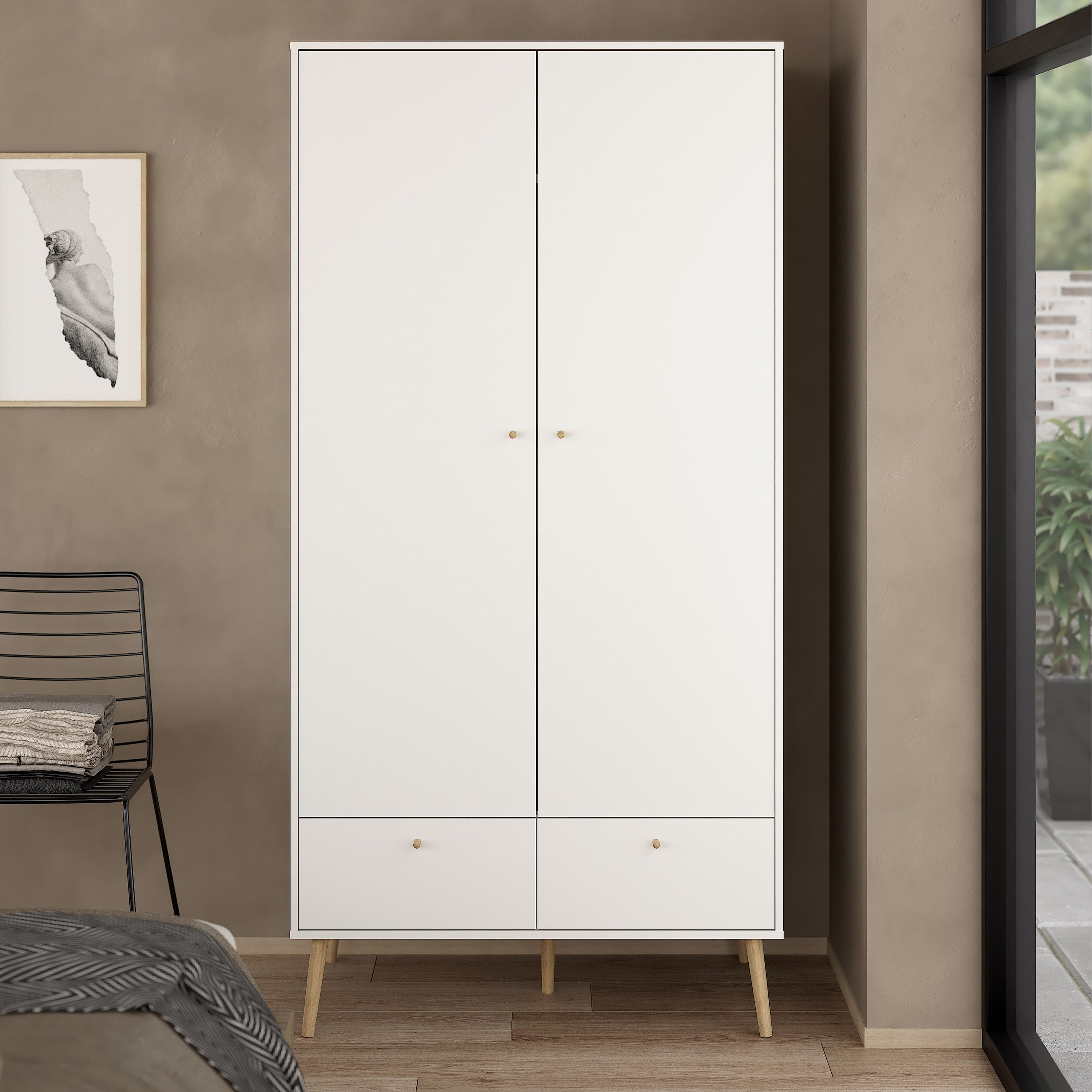 Carlisle Wardrobe with 2 Doors + 2 Drawers White