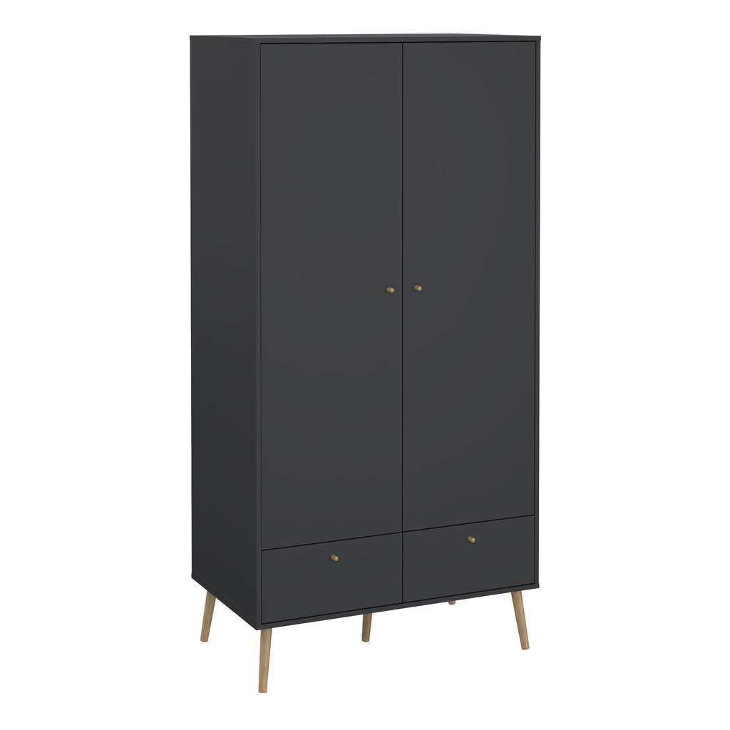 Carlisle 2 Doors 2 Drawer Wardrobe Dark Grey