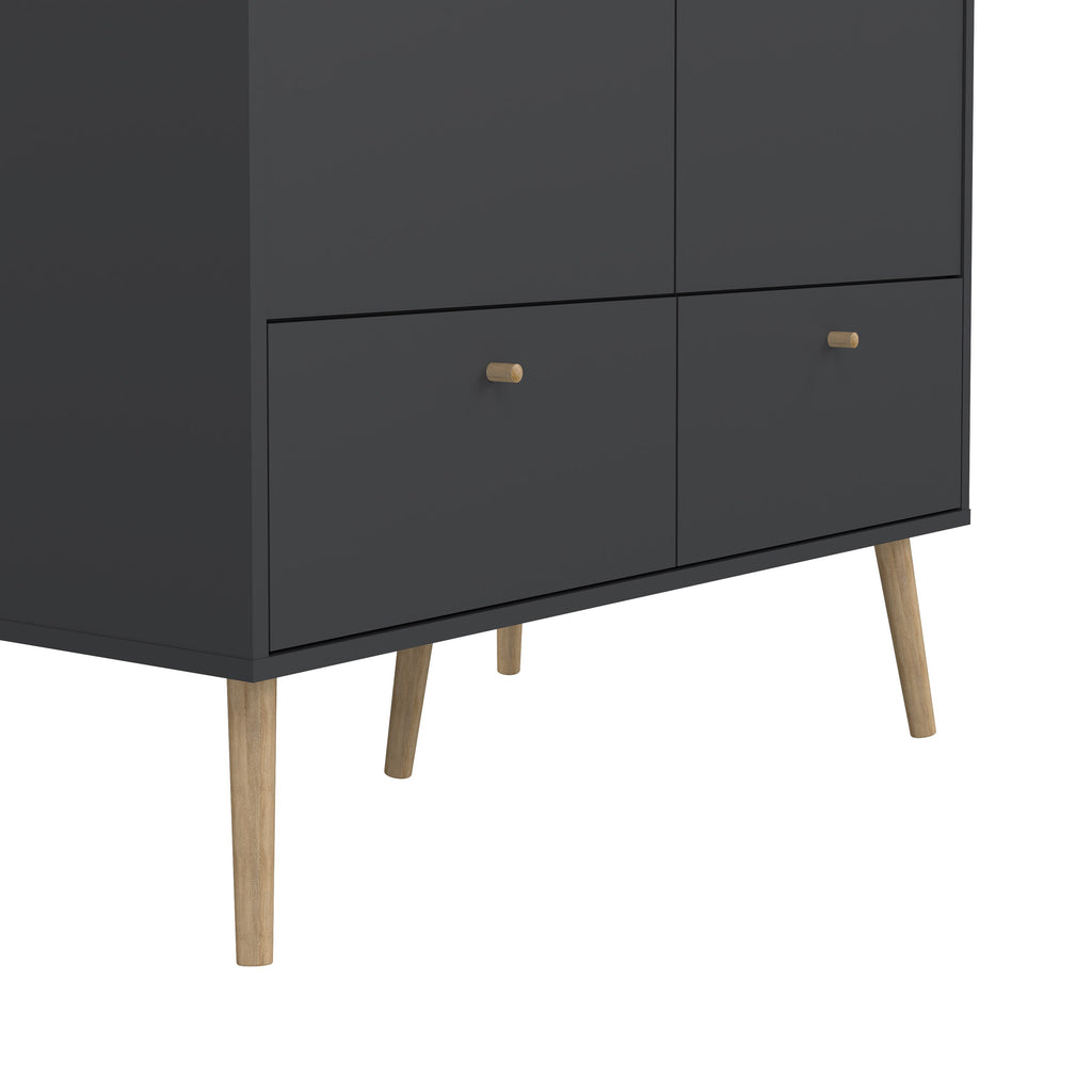Carlisle 2 Doors 2 Drawer Wardrobe Dark Grey