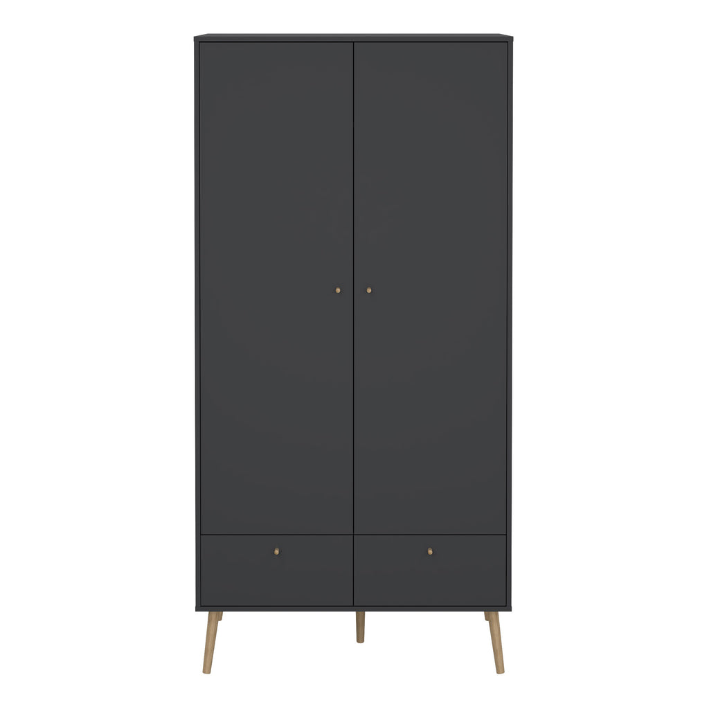 Carlisle 2 Doors 2 Drawer Wardrobe Dark Grey