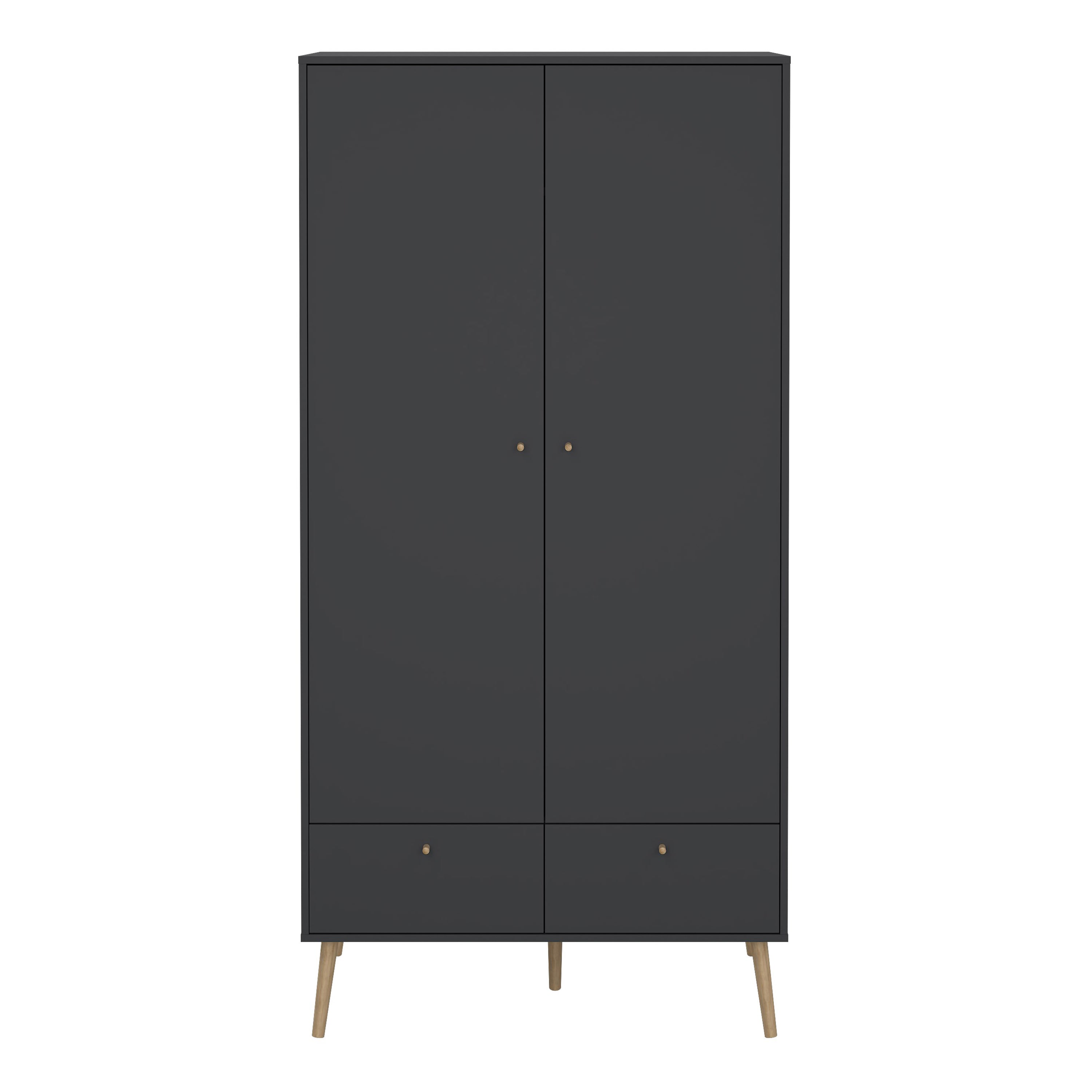 Carlisle 2 Doors 2 Drawer Wardrobe Dark Grey