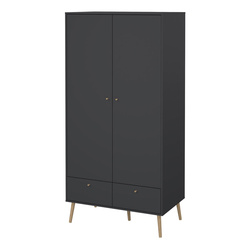 Carlisle 2 Doors 2 Drawer Wardrobe Dark Grey