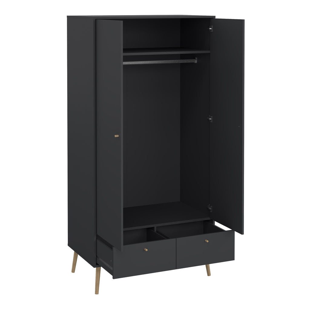 Carlisle 2 Doors 2 Drawer Wardrobe Dark Grey