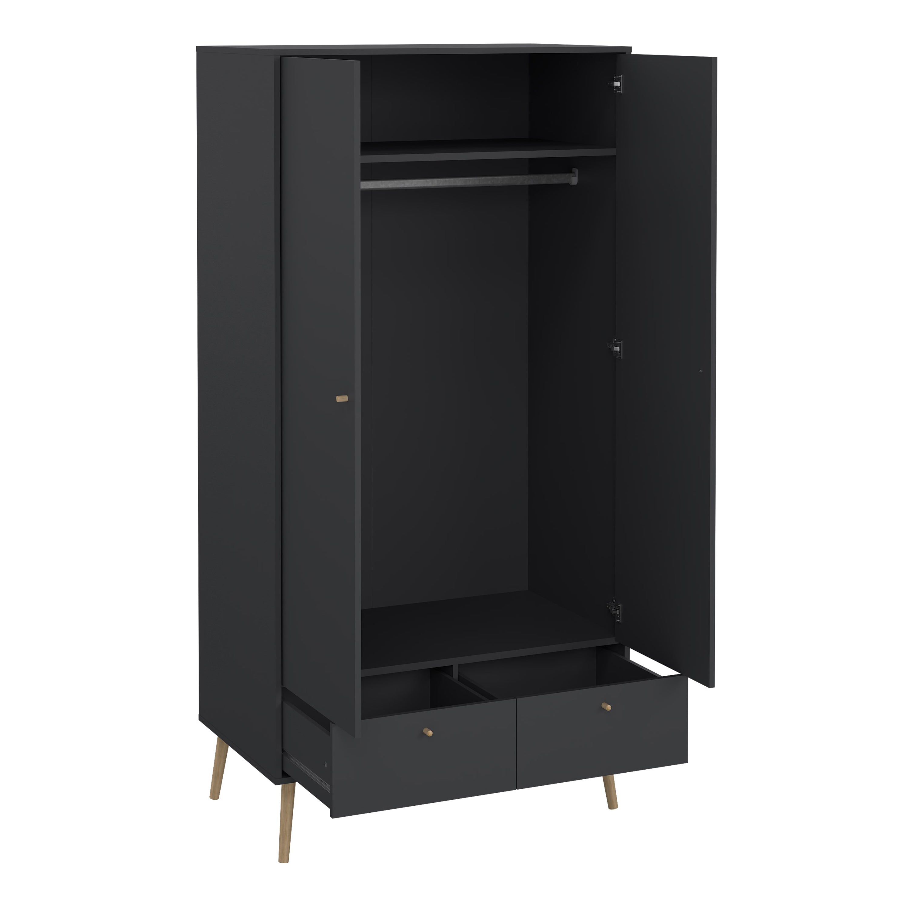 Carlisle 2 Doors 2 Drawer Wardrobe Dark Grey