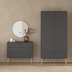 Carlisle 2 Doors 2 Drawer Wardrobe Dark Grey