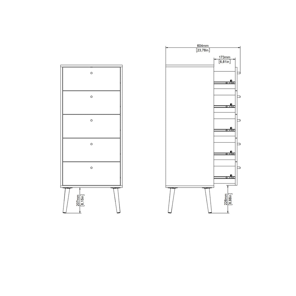 Carlisle Chest 5 Drawers White