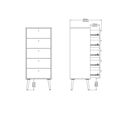Carlisle Chest 5 Drawers Dark Grey