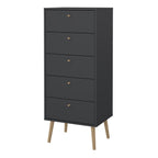 Carlisle Chest 5 Drawers Dark Grey