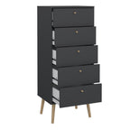 Carlisle Chest 5 Drawers Dark Grey
