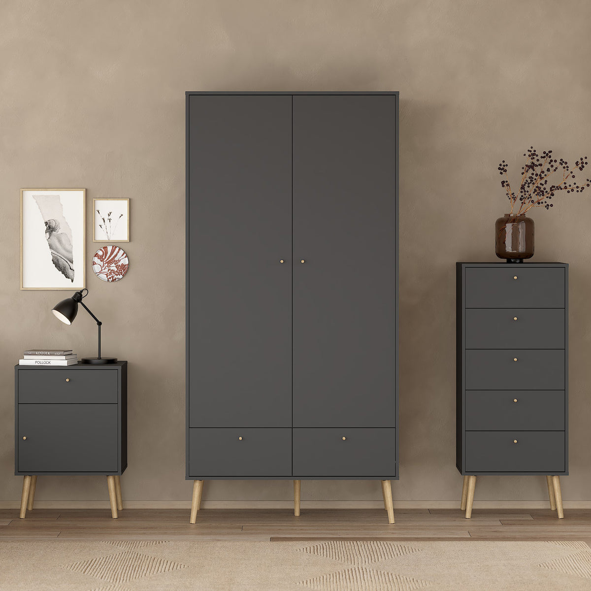 Carlisle Chest 5 Drawers Dark Grey