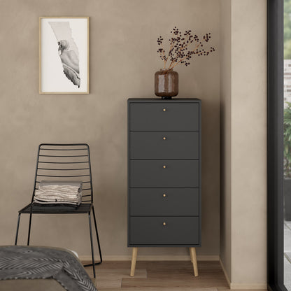Carlisle Chest 5 Drawers Dark Grey