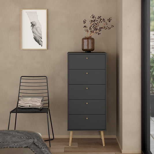 Carlisle Chest 5 Drawers Dark Grey