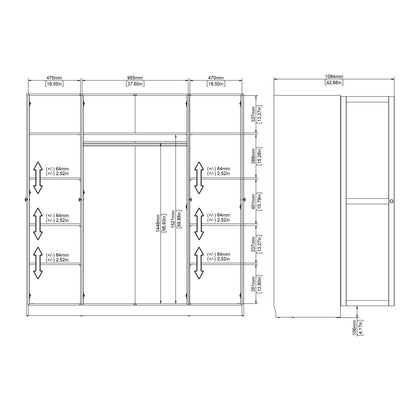 Brande Wardrobe with 4 Frame Doors in Jackson Hickory Oak