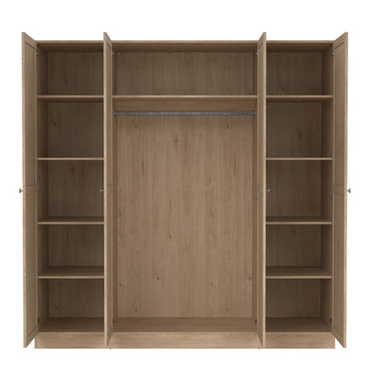 Brande Wardrobe with 4 Frame Doors in Jackson Hickory Oak