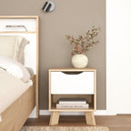 Isla Nightstand 1 Drawer in Jackson Hickory and White