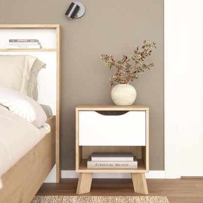 Isla Nightstand 1 Drawer in Jackson Hickory and White