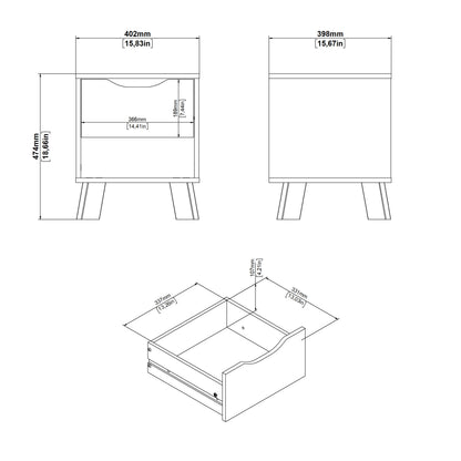 Isla Nightstand 1 Drawer in Jackson Hickory and White