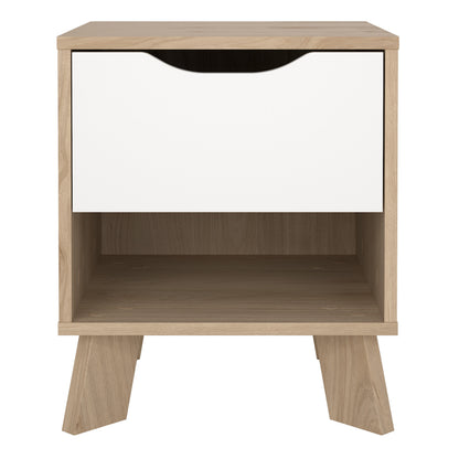 Isla Nightstand 1 Drawer in Jackson Hickory and White