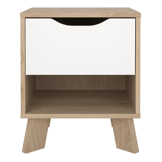 Isla Nightstand 1 Drawer in Jackson Hickory and White
