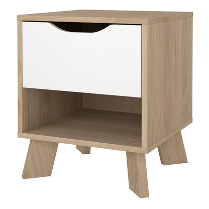 Isla Nightstand 1 Drawer in Jackson Hickory and White