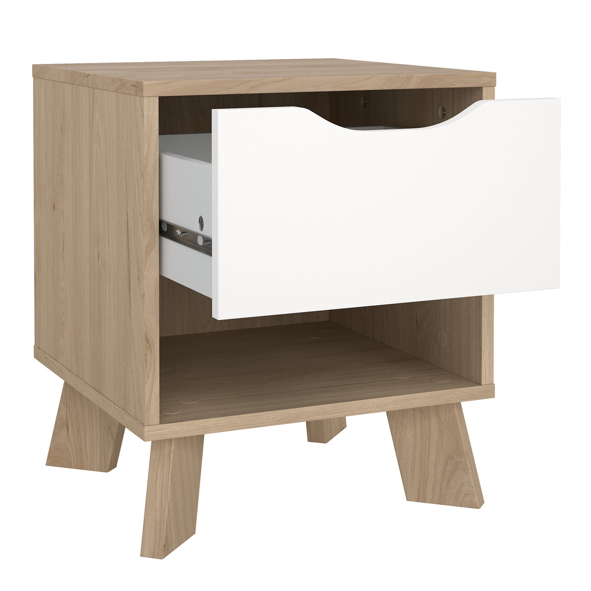 Isla Nightstand 1 Drawer in Jackson Hickory and White