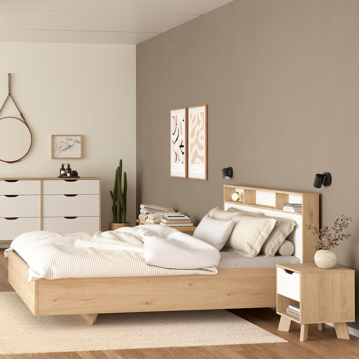Isla Nightstand 1 Drawer in Jackson Hickory and White