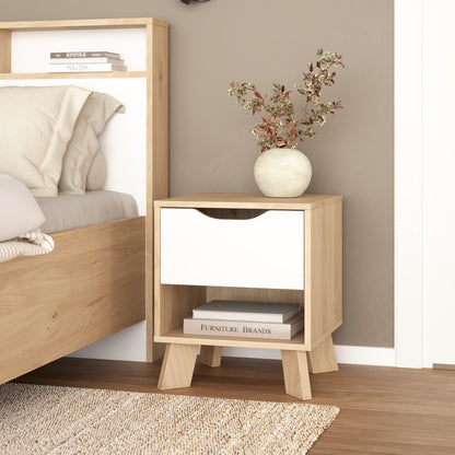Isla Nightstand 1 Drawer in Jackson Hickory and White