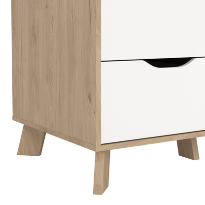 Isla Wardrobe 3 Doors and 2 Drawers with Mirror in Jackson Hickory and White