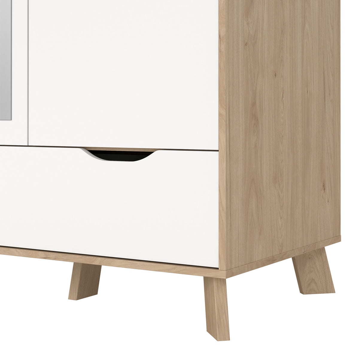 Isla Wardrobe 3 Doors and 2 Drawers with Mirror in Jackson Hickory and White