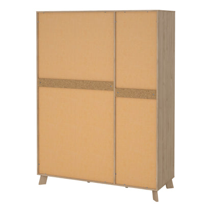 Isla Wardrobe 3 Doors and 2 Drawers with Mirror in Jackson Hickory and White
