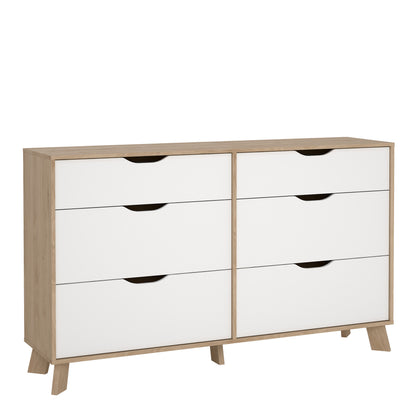 Isla 6 Drawers Double Dresser in Jackson Hickory and White