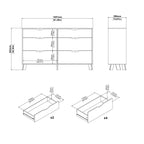 Isla 6 Drawers Double Dresser in Jackson Hickory and White