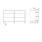 Isla 6 Drawers Double Dresser in Jackson Hickory and White