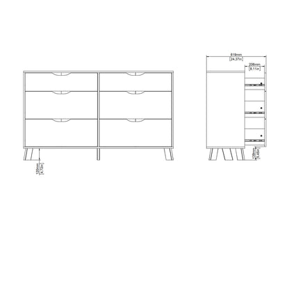Isla 6 Drawers Double Dresser in Jackson Hickory and White