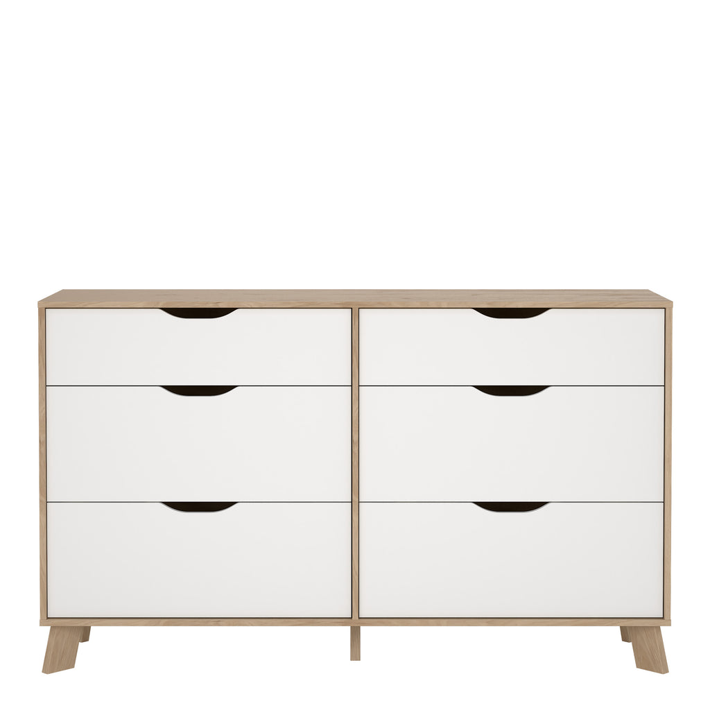 Isla 6 Drawers Double Dresser in Jackson Hickory and White