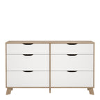 Isla 6 Drawers Double Dresser in Jackson Hickory and White
