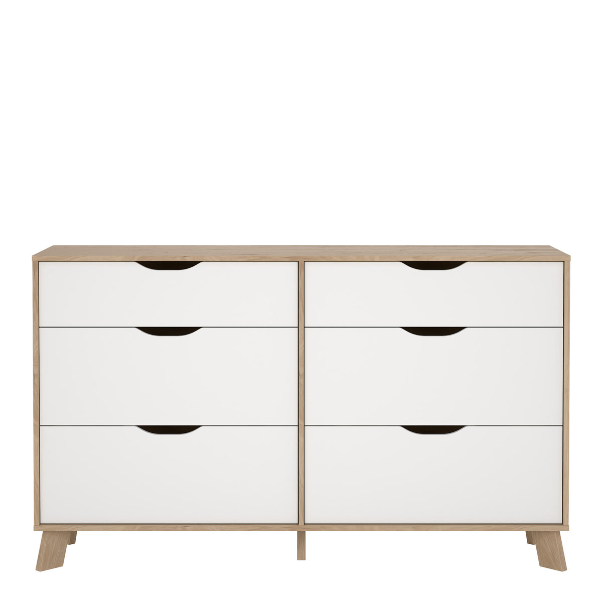 Isla 6 Drawers Double Dresser in Jackson Hickory and White