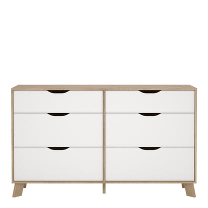 Isla 6 Drawers Double Dresser in Jackson Hickory and White