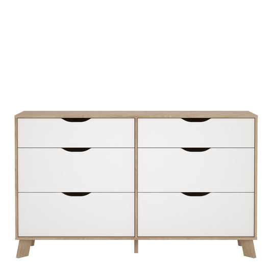 Isla 6 Drawers Double Dresser in Jackson Hickory and White