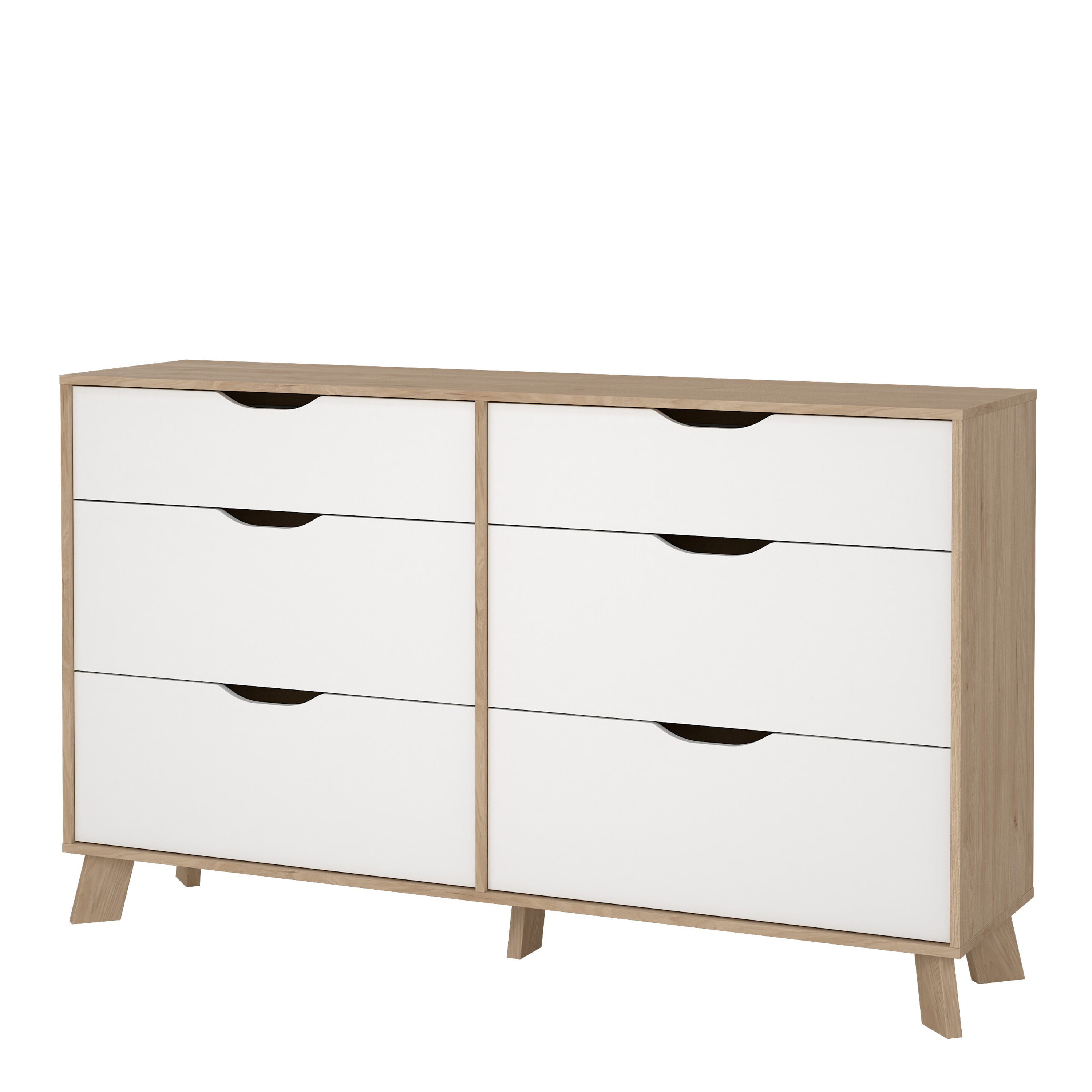 Isla 6 Drawers Double Dresser in Jackson Hickory and White