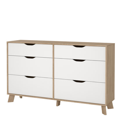 Isla 6 Drawers Double Dresser in Jackson Hickory and White