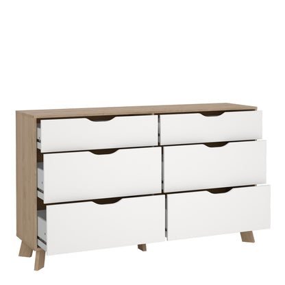 Isla 6 Drawers Double Dresser in Jackson Hickory and White