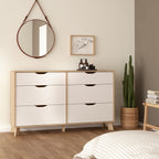 Isla 6 Drawers Double Dresser in Jackson Hickory and White