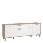 Isla Sideboard 4 Doors + 1 Drawer in Jackson Hickory and White