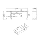 Isla Sideboard 4 Doors + 1 Drawer in Jackson Hickory and White