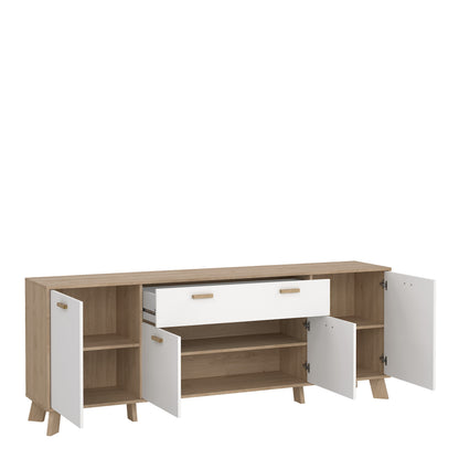 Isla Sideboard 4 Doors + 1 Drawer in Jackson Hickory and White