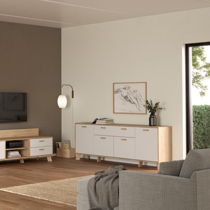 Isla Sideboard 4 Doors + 1 Drawer in Jackson Hickory and White