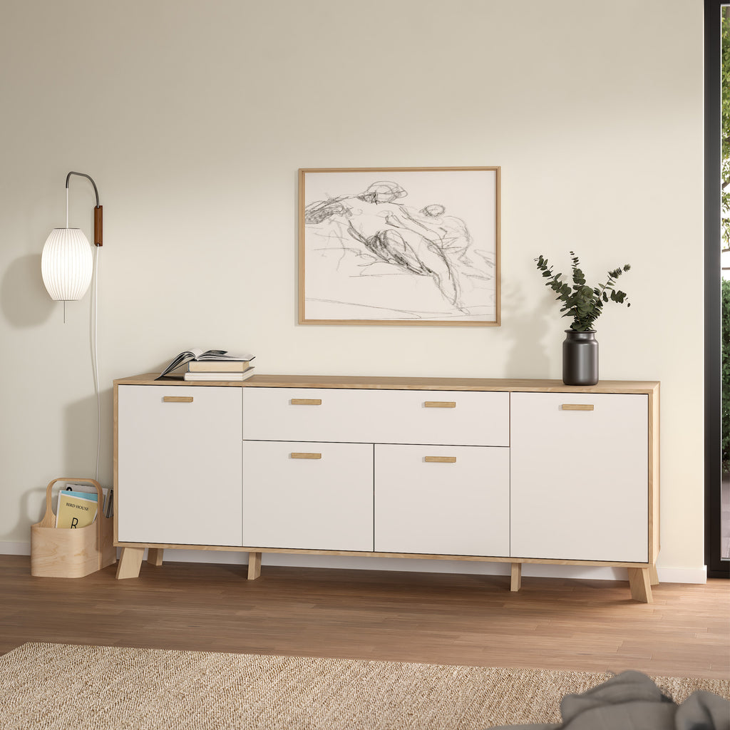 Isla Sideboard 4 Doors + 1 Drawer in Jackson Hickory and White