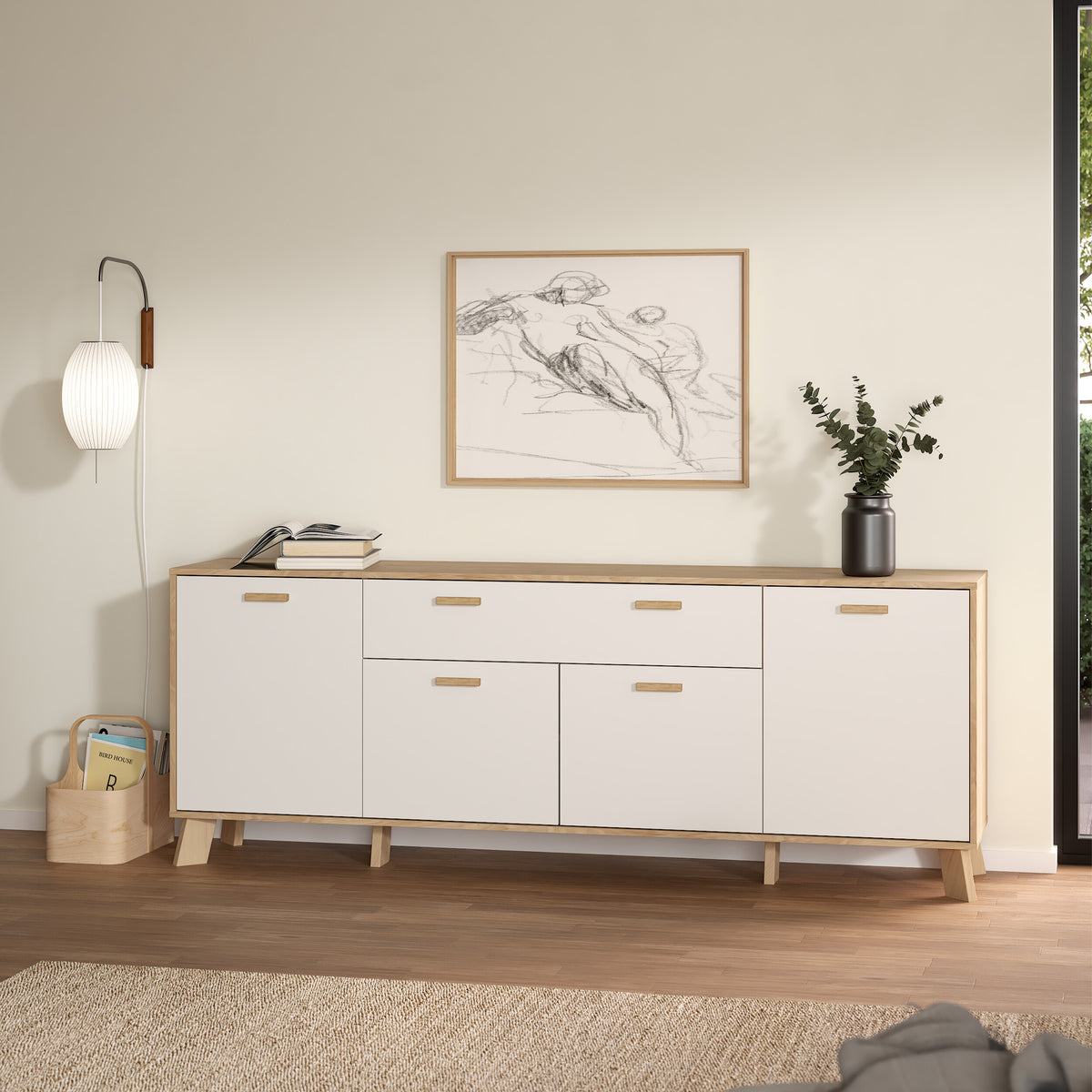 Isla Sideboard 4 Doors + 1 Drawer in Jackson Hickory and White