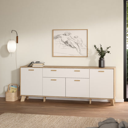 Isla Sideboard 4 Doors + 1 Drawer in Jackson Hickory and White